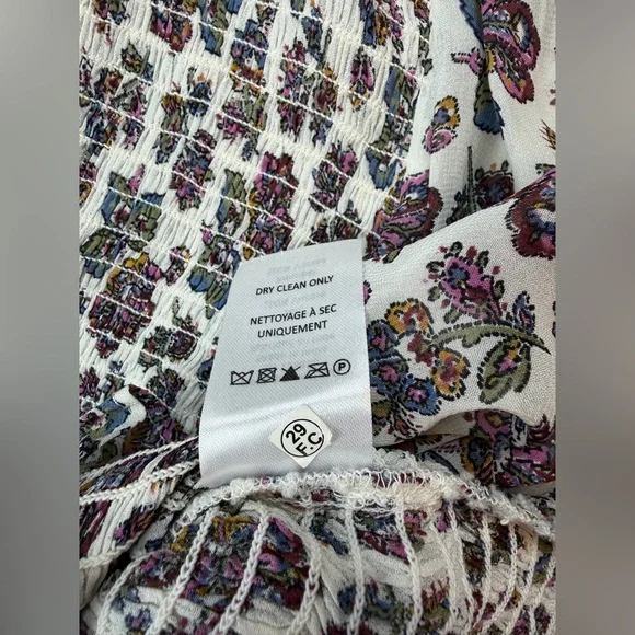 Veronica Beard Kali Floral Print Smocked Top Blouse Size 4